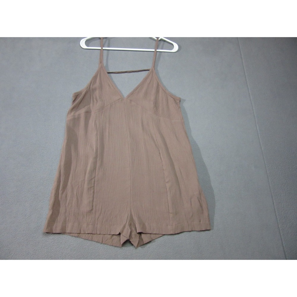 prAna Romper Womens Small Brown NWT Fernie Crinkle V-Neck Open Back Pocket